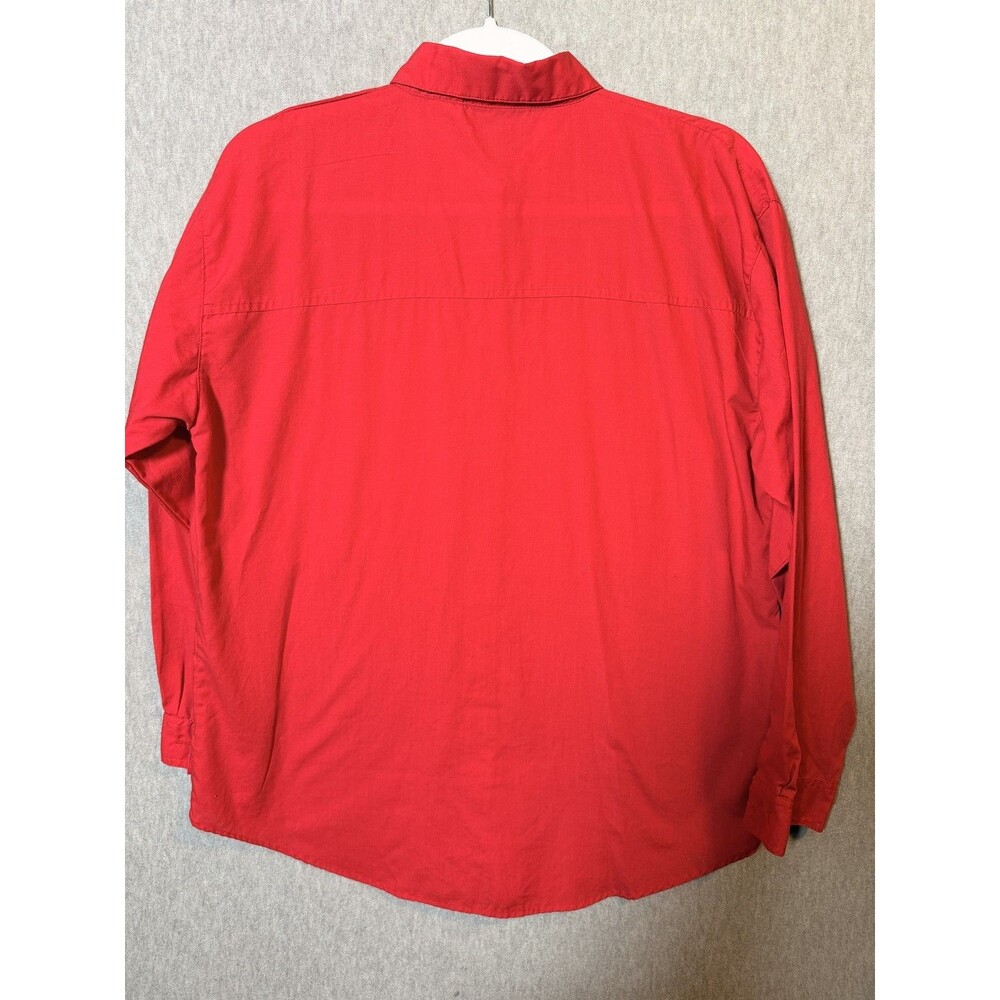 Center Aisle Women's Red Button Up Shirt Top M Cotton Blend Striped Pockets - Picture 6 of 7